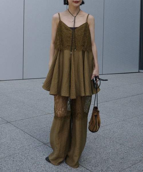 Ameri（アメリ） オールインワン MEDI WIDE LACE CAMI ROMPERS