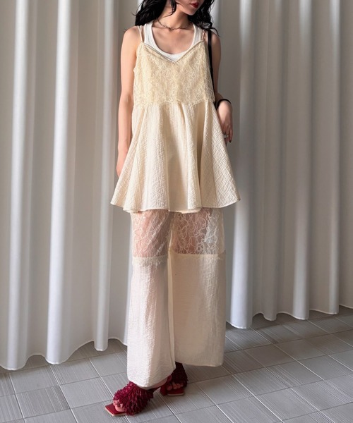 【みさみさ様】ameri MEDI COMFORTABLE ROMPERS Ameri（アメリ） オールインワン MEDI WIDE LACE CAMI ROMPERS