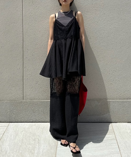 Ameri（アメリ） オールインワン MEDI WIDE LACE CAMI ROMPERS