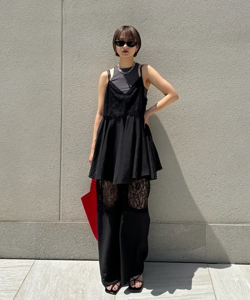 Ameri（アメリ） オールインワン MEDI WIDE LACE CAMI ROMPERS
