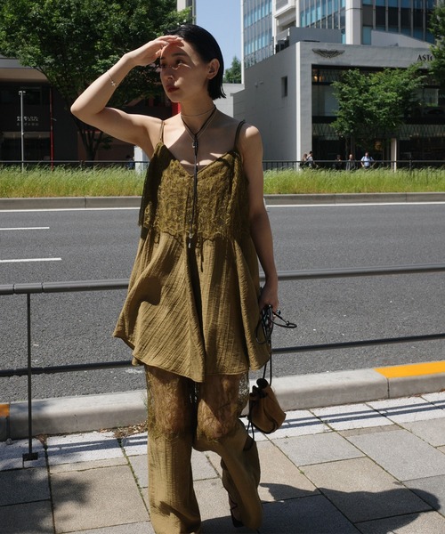 Ameri（アメリ） オールインワン MEDI WIDE LACE CAMI ROMPERS