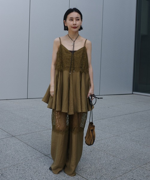 Ameri（アメリ） オールインワン MEDI WIDE LACE CAMI ROMPERS