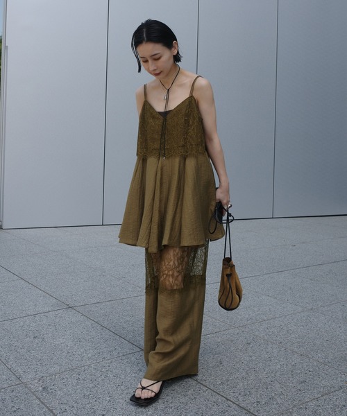 Ameri（アメリ） オールインワン MEDI WIDE LACE CAMI ROMPERS