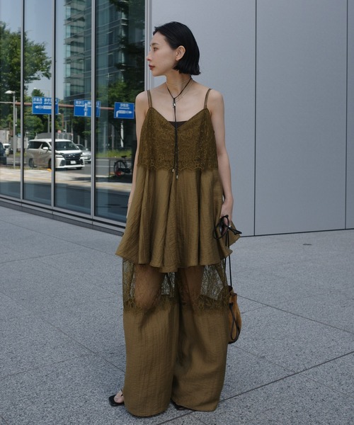 Ameri（アメリ） オールインワン MEDI WIDE LACE CAMI ROMPERS