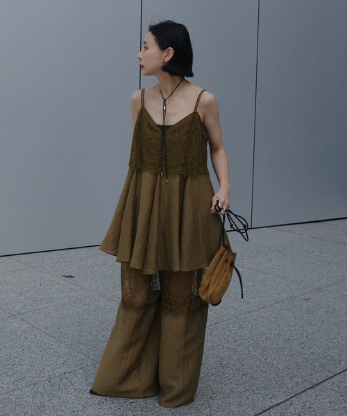 Ameri（アメリ） オールインワン MEDI WIDE LACE CAMI ROMPERS