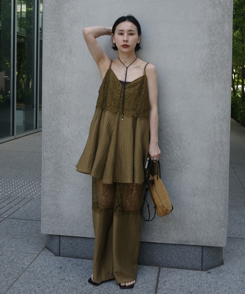 Ameri（アメリ） オールインワン MEDI WIDE LACE CAMI ROMPERS