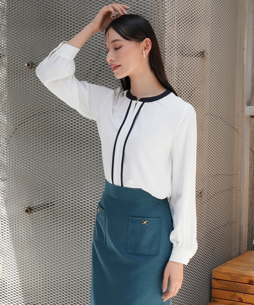 「TRUDEA」 長袖ブラウス LARGE ベージュ レディース_画像7