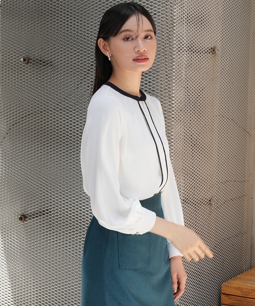 「TRUDEA」 長袖ブラウス LARGE ベージュ レディース_画像8