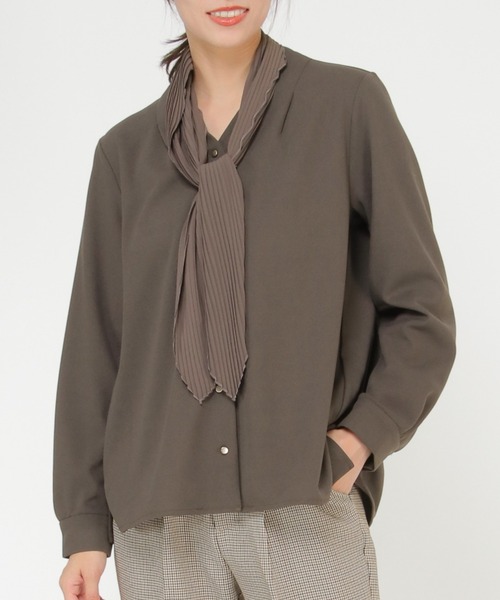 ikka（イッカ） ブラウス シャツ プリーツタイ付きブラウス レディース
