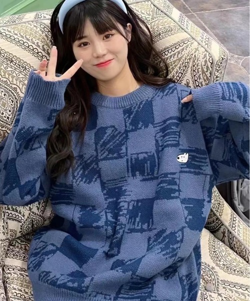 MGV（エムジーヴィー） セーター ニット ワンポイントチェッカーニット