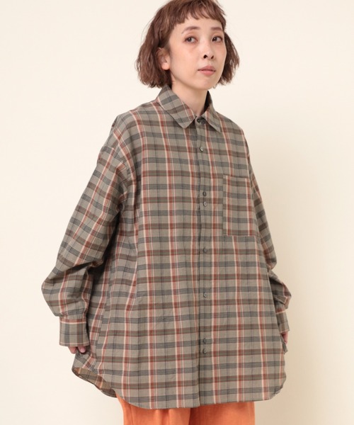 ブラウス シャツ B2778 レギュラーカラーチェックシャツ レディース