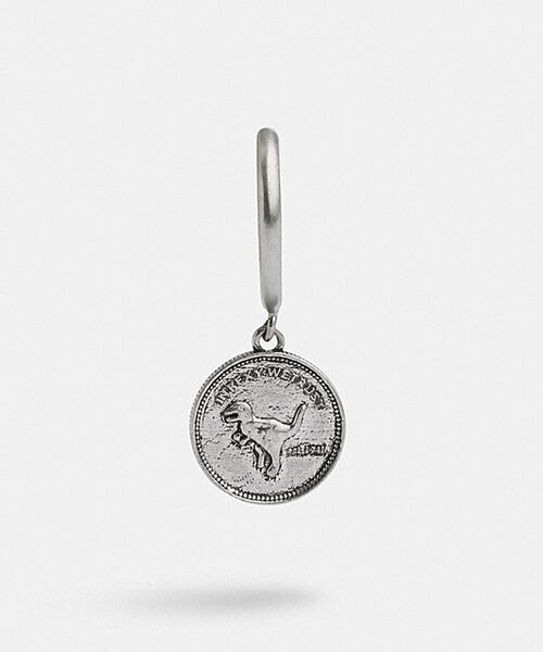 新品　ショッパー付　COACH シグネチャー ハギー シルバーピアス COACH（コーチ） ピアス スターリング シルバー コイン シングル