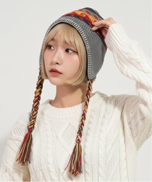 ニット帽 ニットキャップ 「HIKA」VINTAGEジャガードニットCAP
