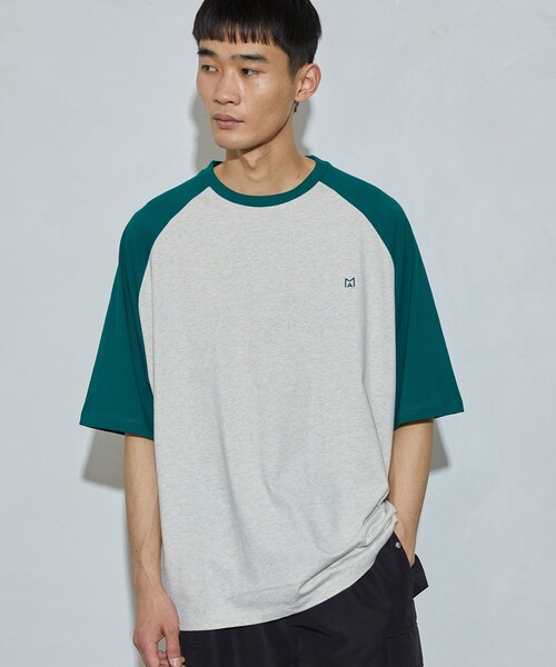 MEDM Tシャツ 半袖 ラグラン ロゴ プリント 大人気 男女兼用 HALHAM ラグラン プリント ロングスリーブTシャツ/リンガー ロン