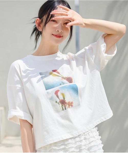 tシャツ Tシャツ レディース 「花盛友里さんコラボ」コラボアートフォトショートTシャツ 121444｜zozo｜03