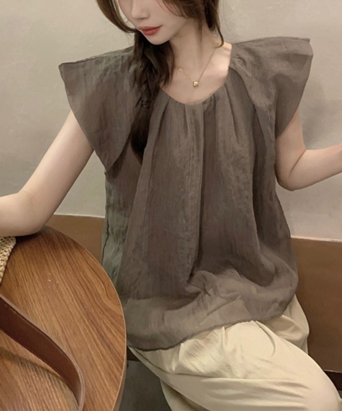 ブラウス レディース シャツ フレンチスリーブ シフォン シャツブラウス とろみ 楽天市場】ブラウス レディース シャツ フレンチスリーブ