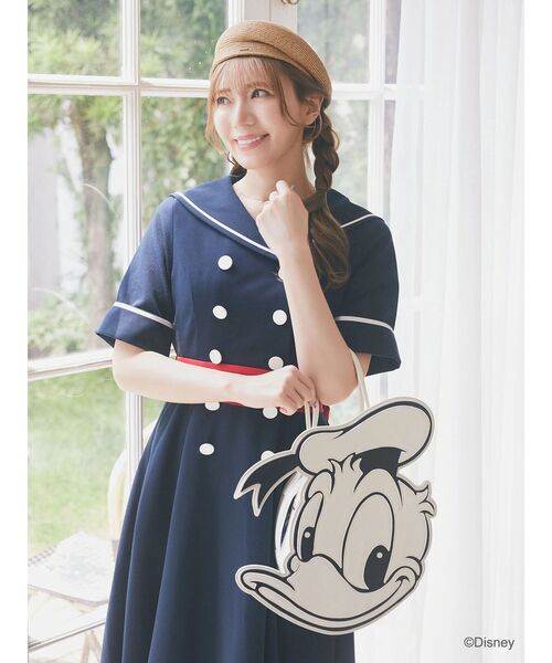 ディズニー　ドナルド　フェイスバッグ　バッグ　エコバッグ 大きめ Disney ハンドバッグ ドナルド/モノトーンフェイスバッグ