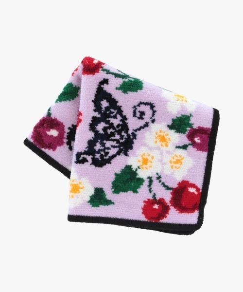ANNA SUI ハンカチ チェリー柄シェニール織タオルハンカチ