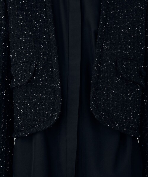 DES PRES ジャケット ノーカラージャケット スパンコールツイード