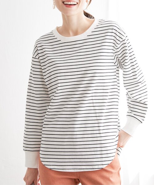 ikka（イッカ） tシャツ コットンUSA裾ラウンドロンT レディース