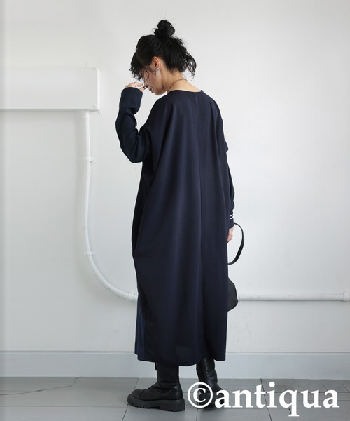 未開封☆完売品！antiqua アンティカ　切り替えワンピース 柄切り替えワンピ ワンピース ロング ノースリーブ 送料無料