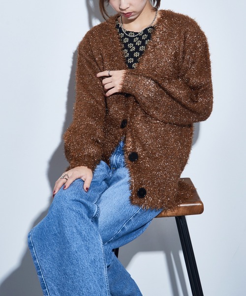 SETUP7（セットアップセブン） カーディガン 「SETUP7」ラメニット