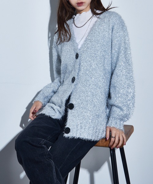 SETUP7（セットアップセブン） カーディガン 「SETUP7」ラメニット