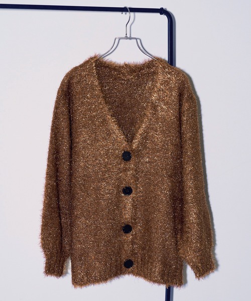 新品2点セット ローゲージラメニットカーディガン ブラウン/ビッグトートバッグ ラメ2WAYシャギーニットカーディガン - ベルーナ【公式】