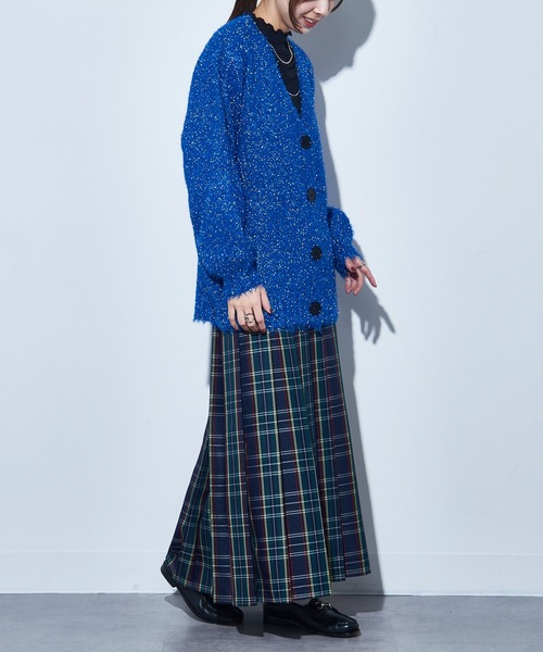 即完　andwang グリッター　ラメ　カーディガン　新品 SETUP7（セットアップセブン） カーディガン 「SETUP7」ラメニット