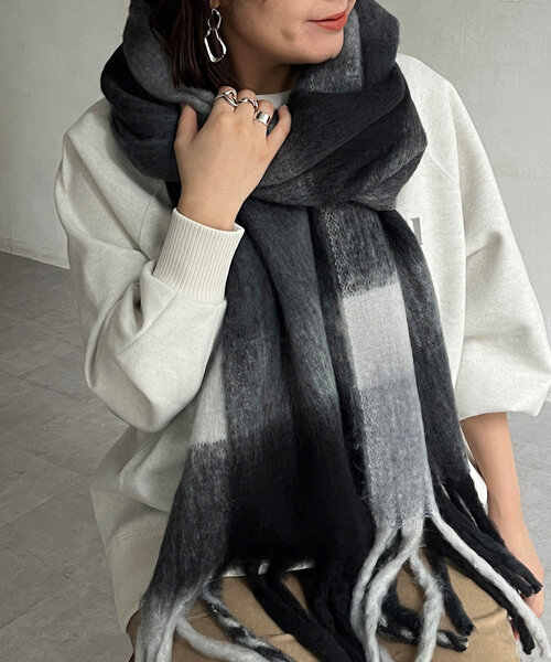 Chez toi（シェトワ） マフラー ストール ブークレチェックマフラー