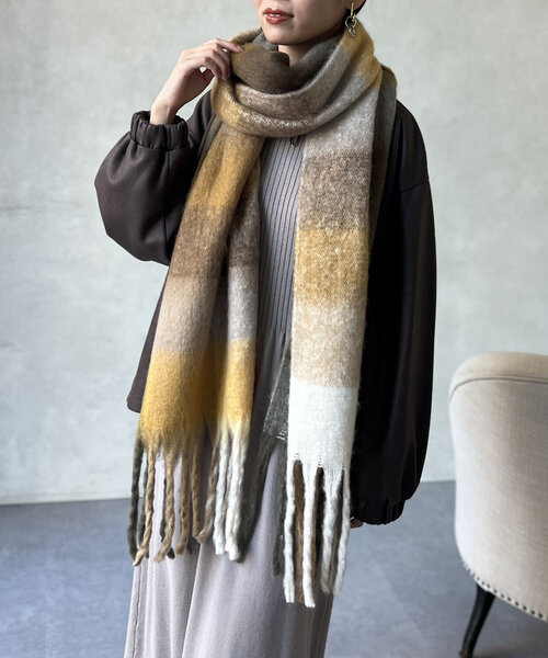 Chez toi（シェトワ） マフラー ストール ブークレチェックマフラー