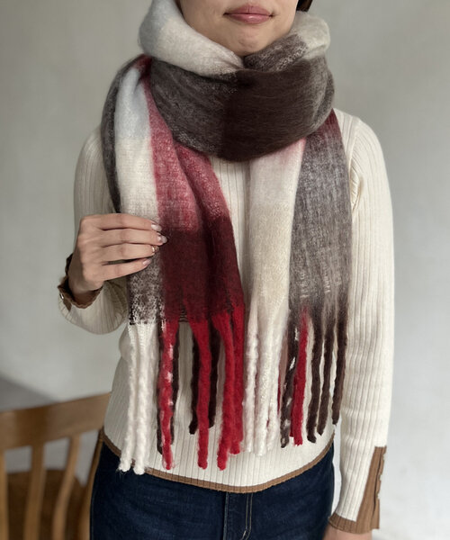 Chez toi マフラー ストール ブークレチェックマフラー レディース