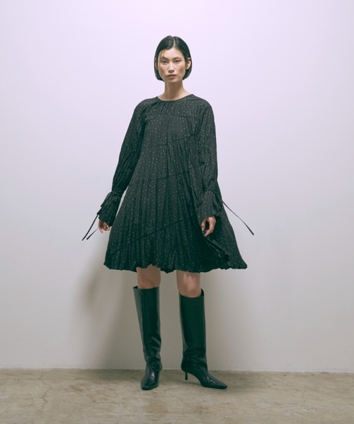 EN NEUME ワンピース 「Holiday」2way Lurex Dot Tiered Mini Dress