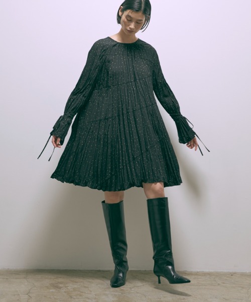 EN NEUME ワンピース 「Holiday」2way Lurex Dot Tiered Mini Dress