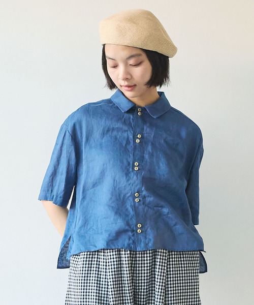 bulldesavon 60sフレンチリネンboyshirt(値札付き) bulle de savon ブラウス シャツ 60sフレンチリネン boy shirt