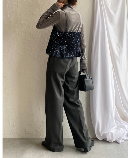 She's Closet セットアップ フレア切り替え花柄ベロア