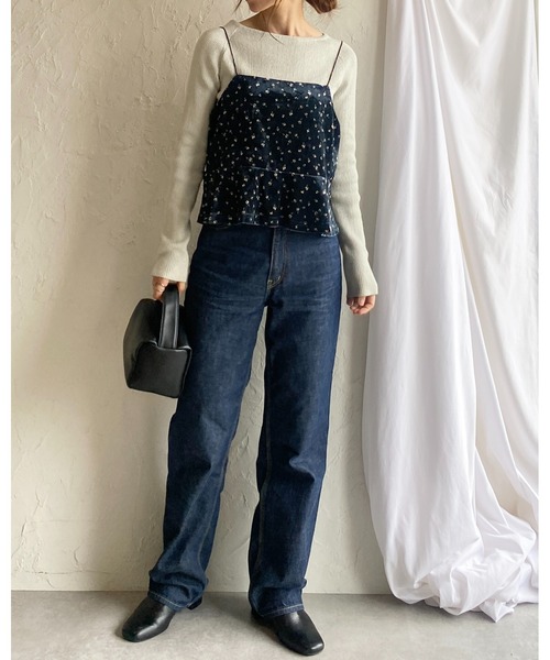 ベロアキャミソールセットアップドレス セットアップ ドットブラウス＆ベロアキャミソールワンピース