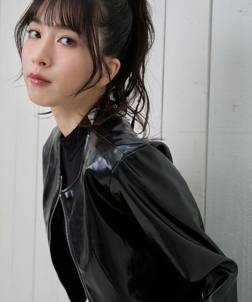 【新品未使用】rosyluce LILY FRILL JACKET BLACK Nora Lily（ノラリリー） ジャケット ノーカラージャケット 「Nora