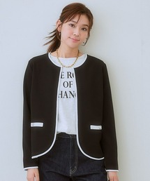 ノーカラージャケット サイズ38 7days Life Styling ジャケット ノーカラージャケット カットソー素材