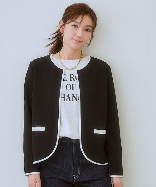 7days Life Styling ジャケット ノーカラージャケット カットソー素材