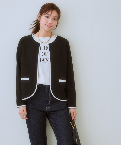 7days Life Styling ジャケット ノーカラージャケット カットソー素材
