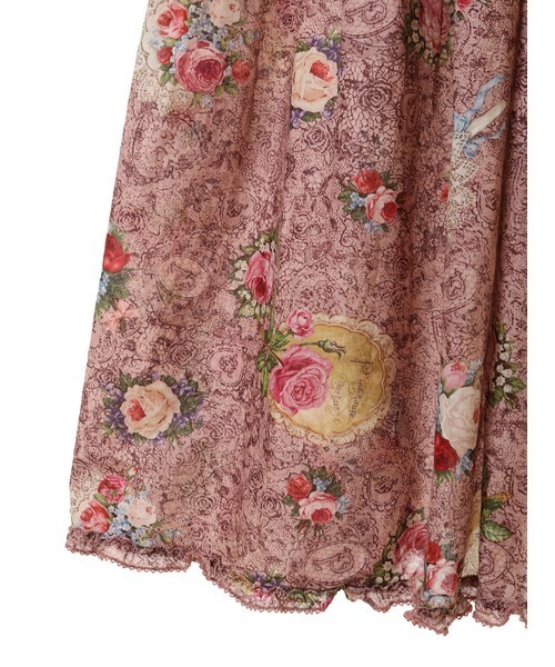 PINK HOUSE ワンピース レースフラワープリントミディワンピース