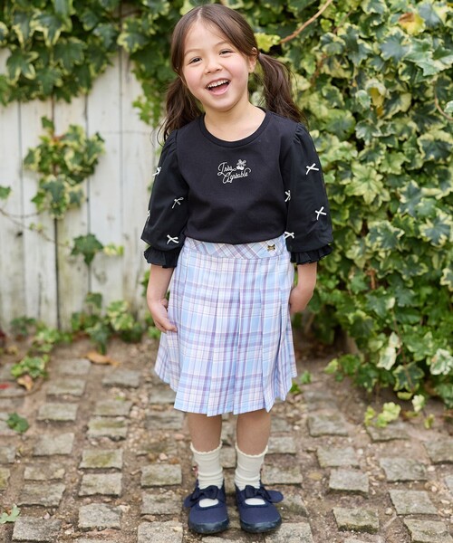 ANY（エニィ） tシャツ リボン×チュール 七分袖Tシャツ キッズ 子供服