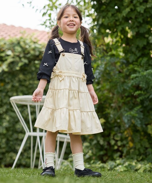 ANY（エニィ） tシャツ リボン×チュール 七分袖Tシャツ キッズ 子供服
