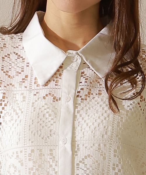 Lace Ladies ブラウス シャツ フレンチ カットレース 長袖