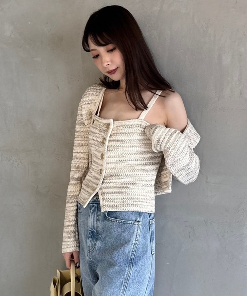 FRAY I.D ミックスヤーンボレロキャミアンサンブル FRAY I.D アンサンブル ミックスヤーンボレロキャミアンサンブル