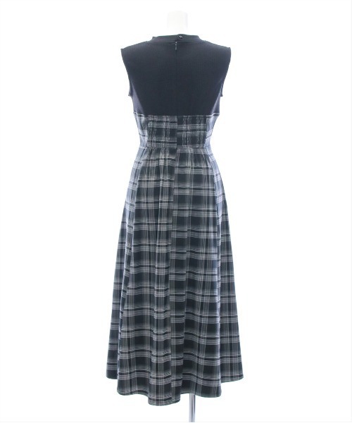 CLEAR BASIC ワンピース 「低身長サイズ有」チェック柄布帛ドッキング