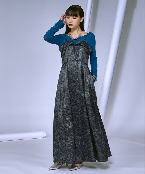 【美品！日本製！】May book ✳︎ 艶やかサテン ワンピース フラワーMIXサテンドットワンピース[LA36-26R602]｜URBAN