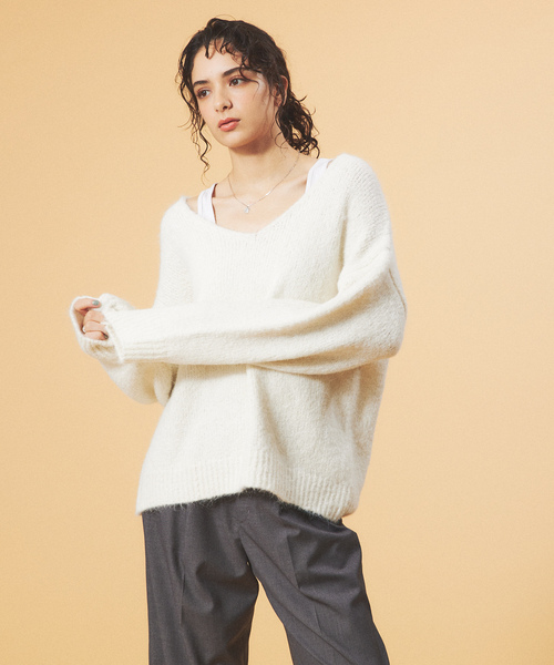 「Rouge vif」 Vネックニット フリー ホワイト レディース_画像4