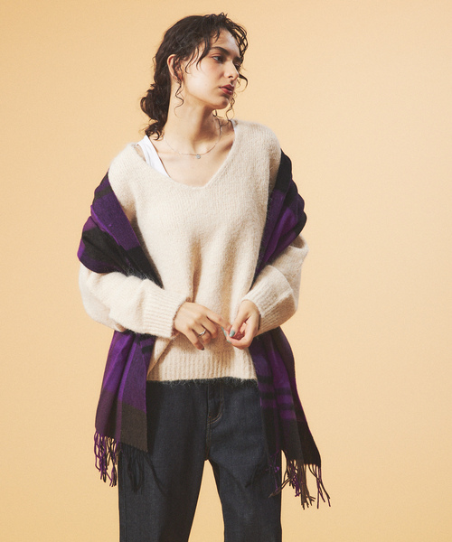 「Rouge vif」 Vネックニット フリー ホワイト レディース_画像8